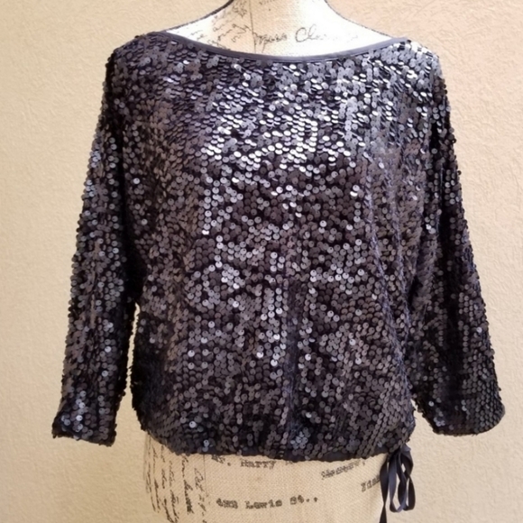 SILENCE + NOISE SEQUIN BLACK TOP SIZE M - Picture 3 of 8